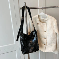 Women Weave Leather Shoulder Bag Lady Handbag Tote