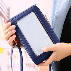 Women Flap Wallet Transparent Touch Screen Phone Small Shoulder Bag