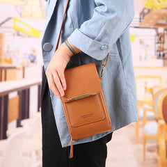 Women Flap Wallet Transparent Touch Screen Phone Small Shoulder Bag