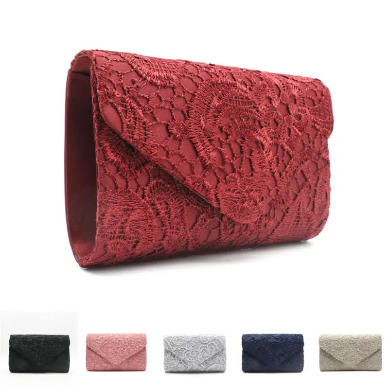 Floral Lace Evening Party Clutch Bag Bridal Wedding Purse Handbag