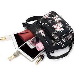 Floral Nylon Shoulder Crossbody Bag Zipper Messenger Satchel Tote Purse