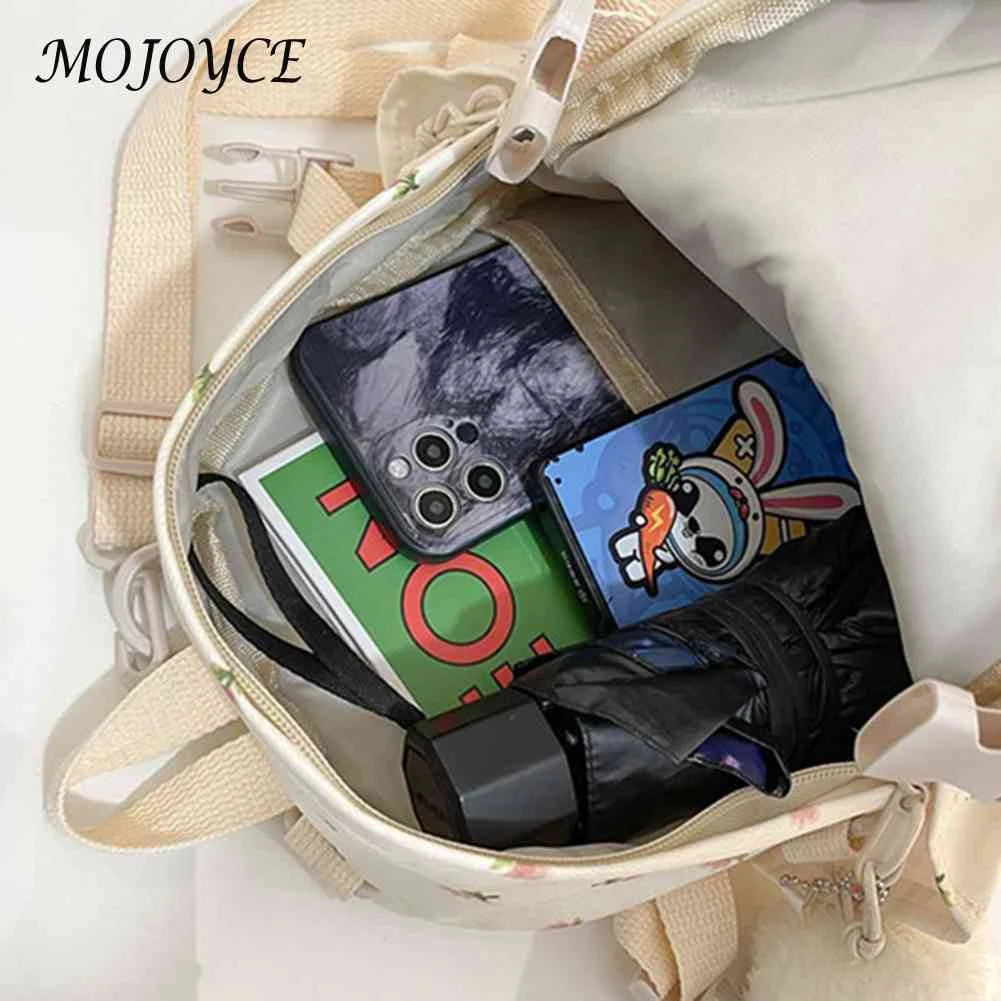 Women Flowers Backpack with Pendant Floral School Bag Multi-purpose