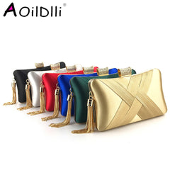 Women Fold Evening Clutch Bags Diamond Bow Banquet Purse With Chains