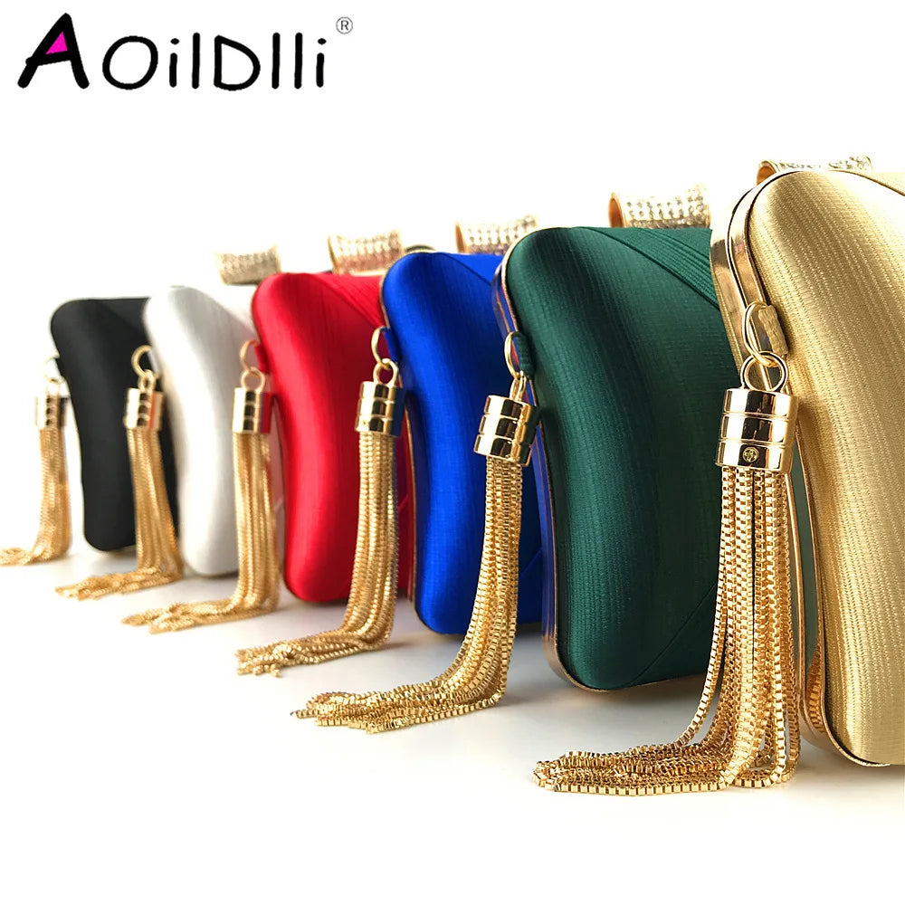 Women Fold Evening Clutch Bags Diamond Bow Banquet Purse With Chains