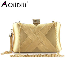 Women Fold Evening Clutch Bags Diamond Bow Banquet Purse With Chains