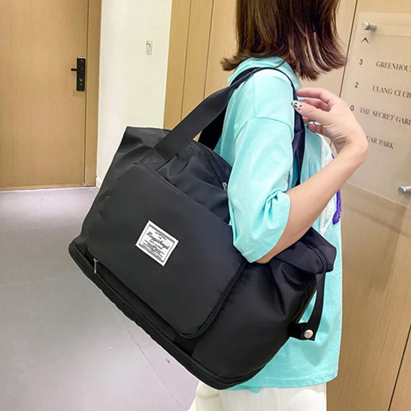 Women Foldable Large Capacity Travel Wet Dry Separation Shoulder Bag