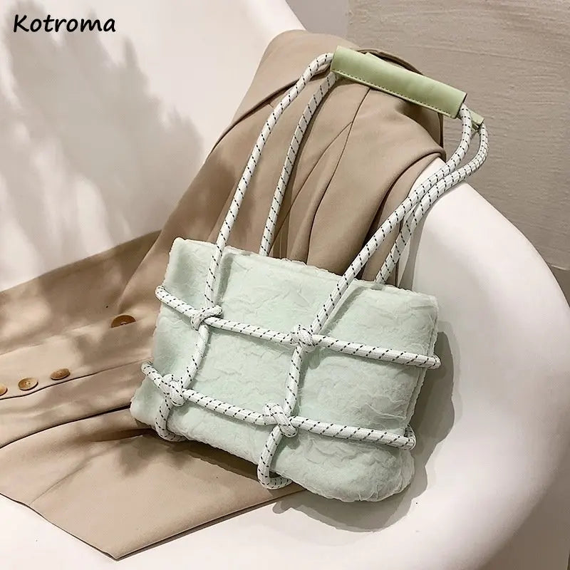 Women Large Capacity Shoulder Bag Mesh Totes All-match Handbag Female