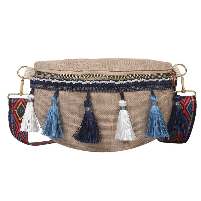 Women Waist Bag with Fringe Decor Pochete Ri?onera Belt