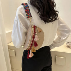 Women Waist Bag with Fringe Decor Pochete Ri?onera Belt