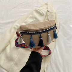 Women Waist Bag with Fringe Decor Pochete Ri?onera Belt
