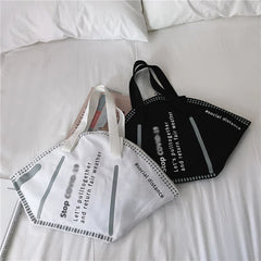 Funny Creative Large Mask Shopping Bag Canvas Shoulder Bag