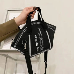 Funny Creative Large Mask Shopping Bag Canvas Shoulder Bag