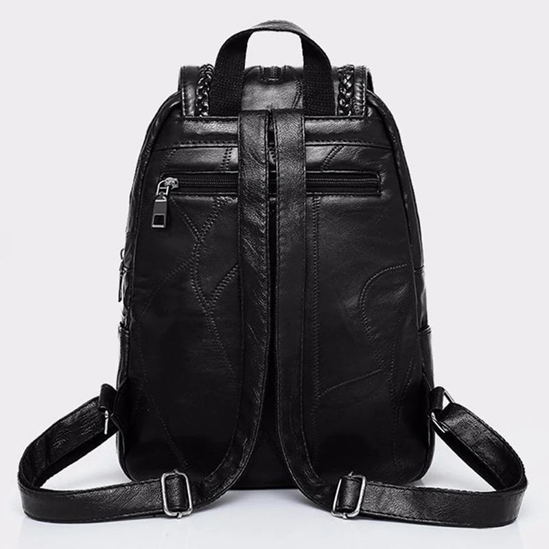 Waterproof Leather Backpack School Bag for Women Travel Shoulder Bag