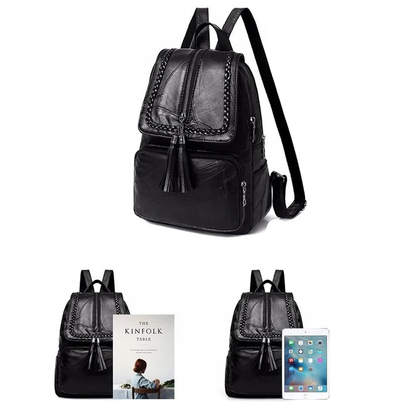 Waterproof Leather Backpack School Bag for Women Travel Shoulder Bag