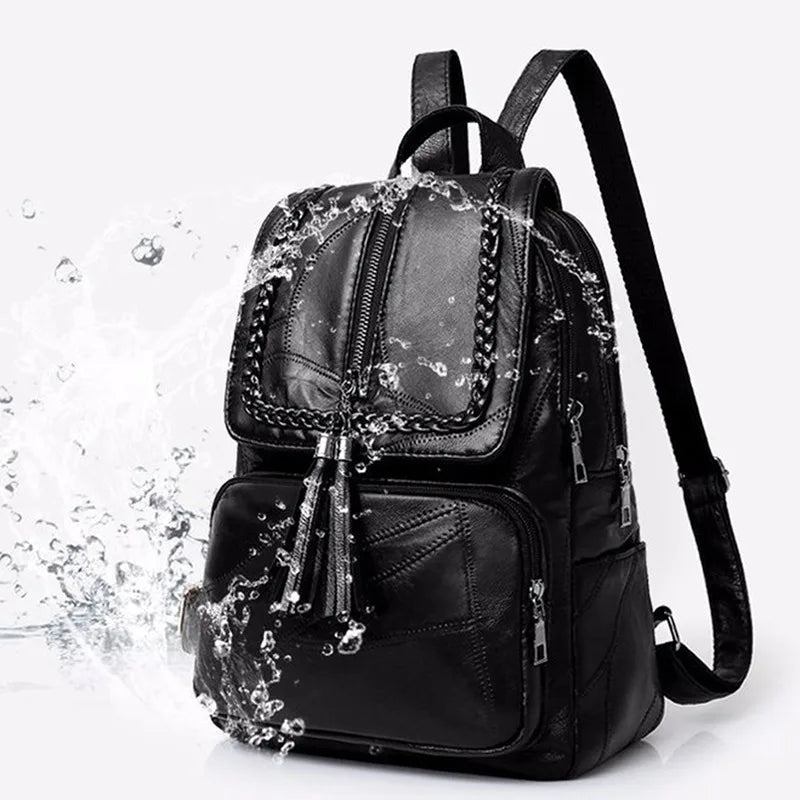 Waterproof Leather Backpack School Bag for Women Travel Shoulder Bag