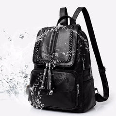 Waterproof Leather Backpack School Bag for Women Travel Shoulder Bag