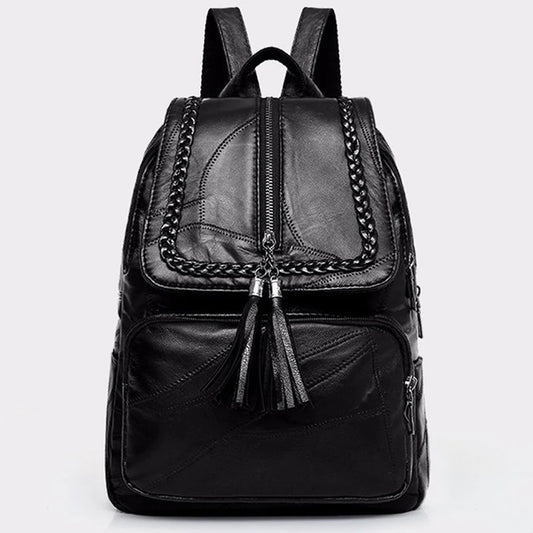 Waterproof Women Leather Backpack for School and Travel