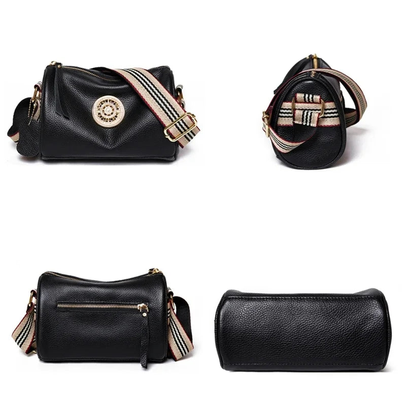 Rotating Metal Lock Leather Handbag for Women