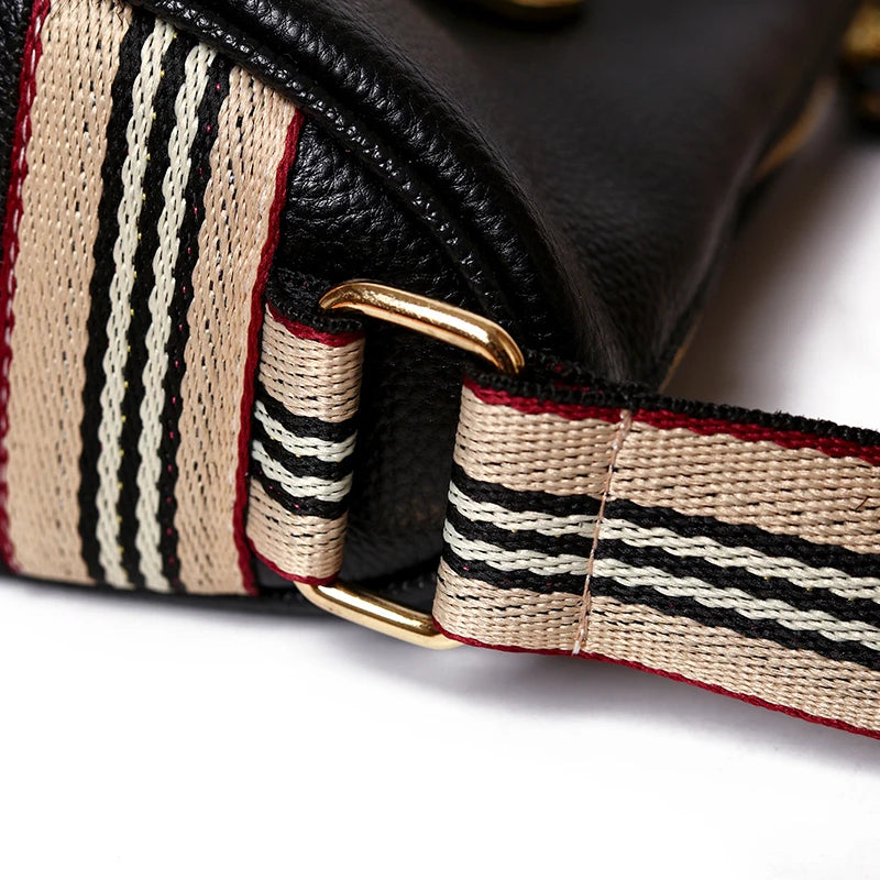 Women Leather Handbags with Rotating Metal Lock Shoulder Bags