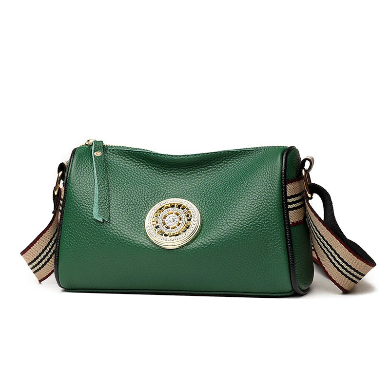 Metal Lock Women Leather Handbag