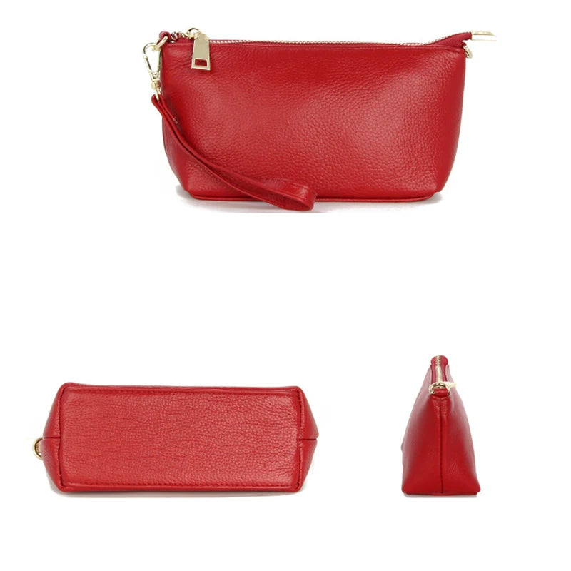 Women Leather Clutch Bag Multi-function Handbag Dumplings Bag