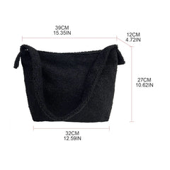 Cartoon Plush Shoulder Bag Large Capacity Messenger Satchel Tote Bookbag