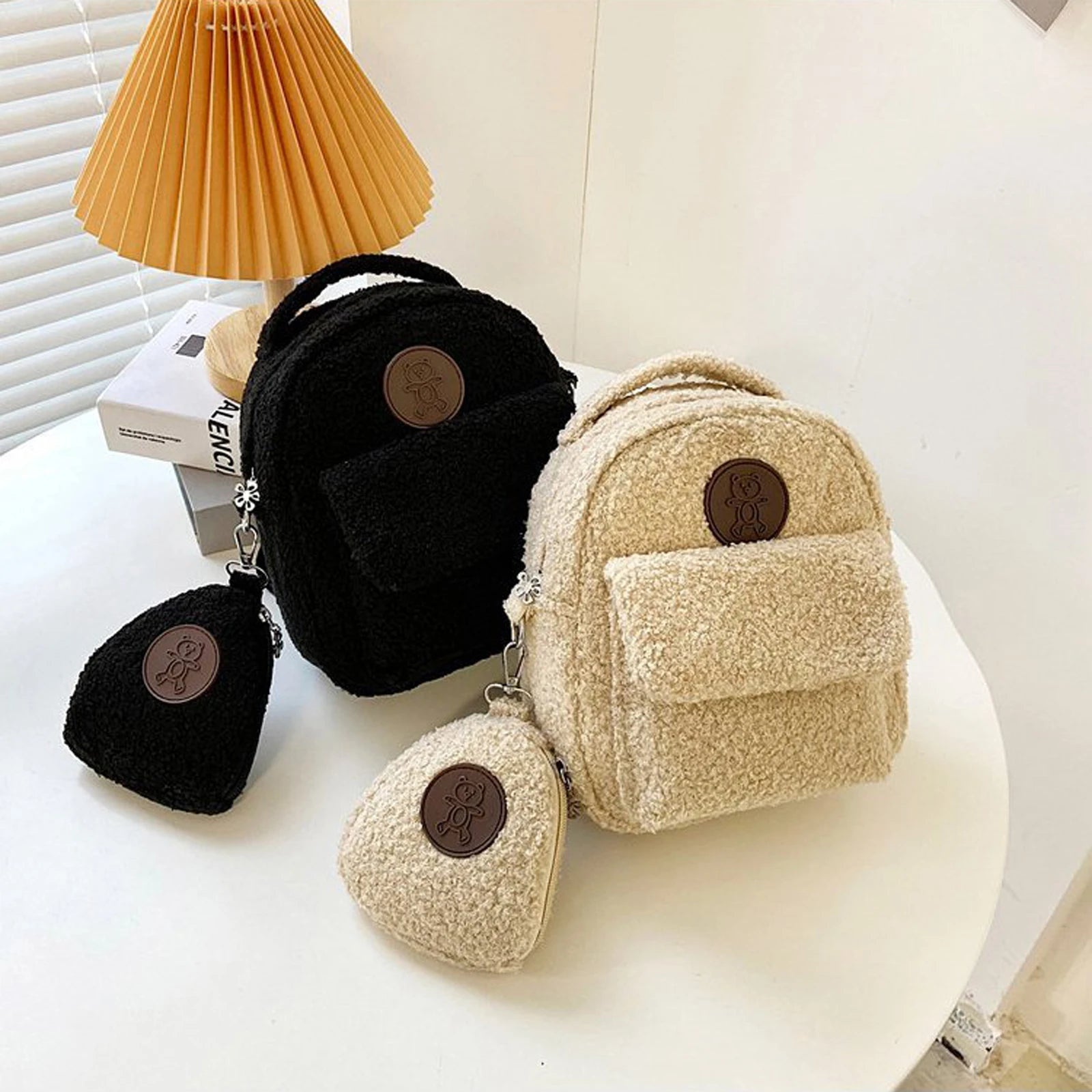 Plush Mini Backpack Lightweight Bear Pattern Crossbody Bag