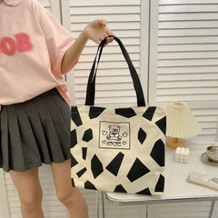 Canvas Shoulder Bag Large Capacity Work School Handbag