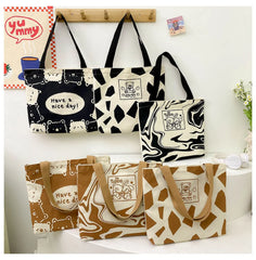 Canvas Shoulder Bag Large Capacity Work School Handbag