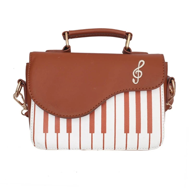 Women Girl Piano Shape PU Leather Handbag Top-handle Shoulder Messenger Crossbod