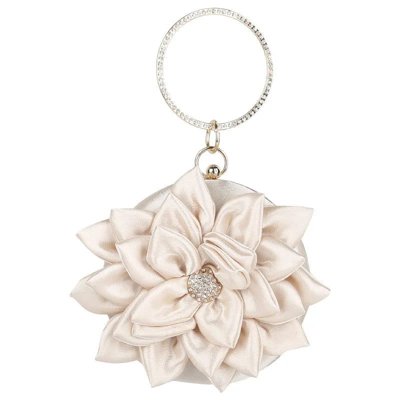 Fairy Style Evening Mini Bag Lotus Flower Rhinestone Handbag
