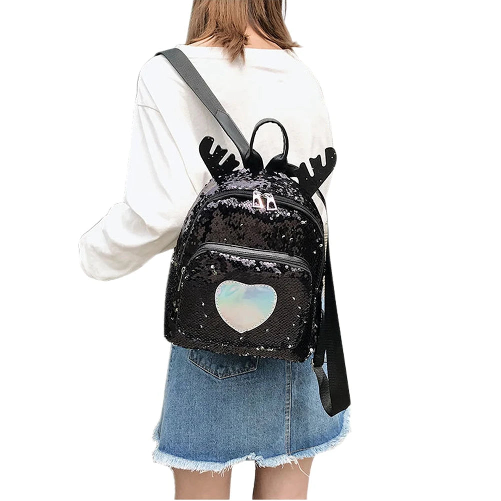 Sequin Mini Backpack School Rucksack Travel Teenage Small Shoulder Bag