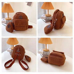 Plush Mini Backpack Lightweight Lamb Wool Bear Crossbody Bag