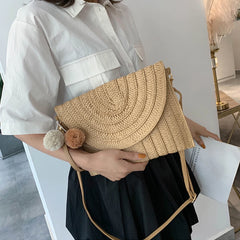 Women Crossbody Envelope Bag Straw Handbag Clutch Shoulder Beach Bag