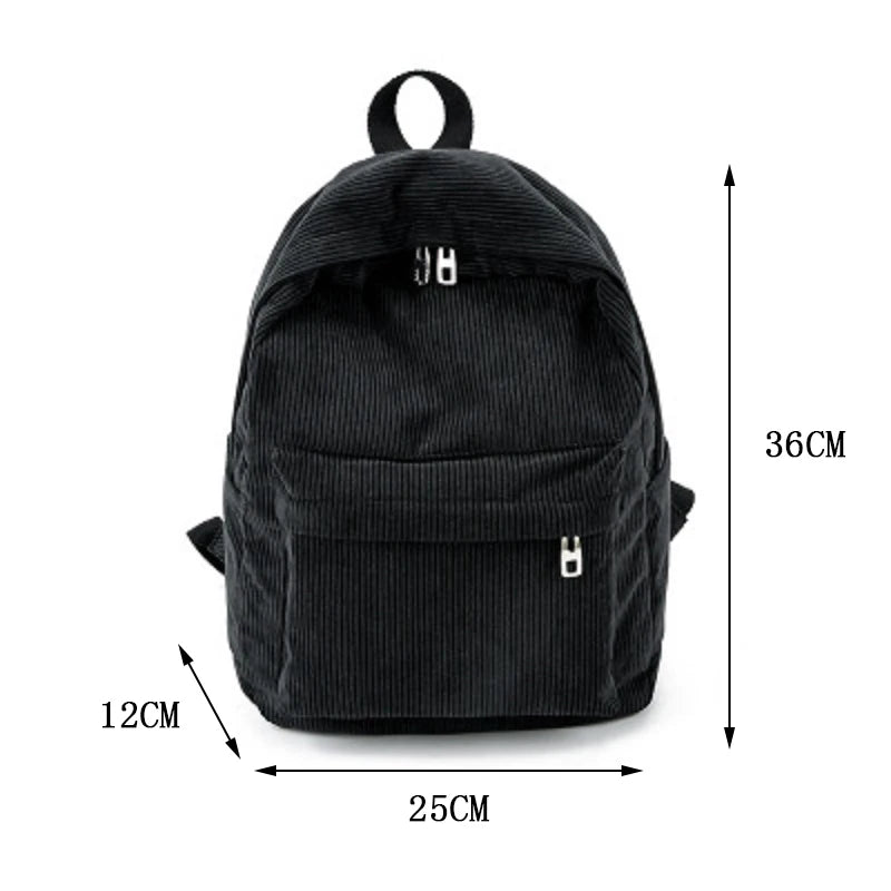 Corduroy Mini Backpack School Travel Bag 4 Colors
