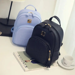 Women Girls School Bag PU Leather Anti-Theft Backpack Rucksack