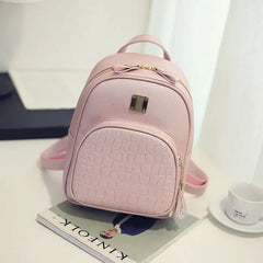 Women Girls School Bag PU Leather Anti-Theft Backpack Rucksack