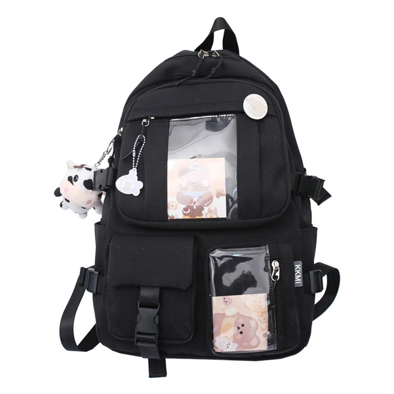 Harajuku Style Student Backpack with Pendant Laptop Drop