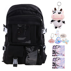 Harajuku Style Student Backpack with Pendant Laptop Drop
