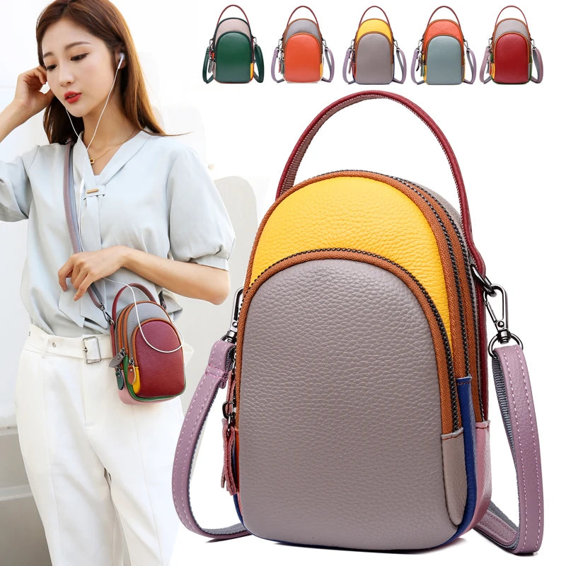 Women Leather Shoulder Bag Mini Mobile Phone Wallet