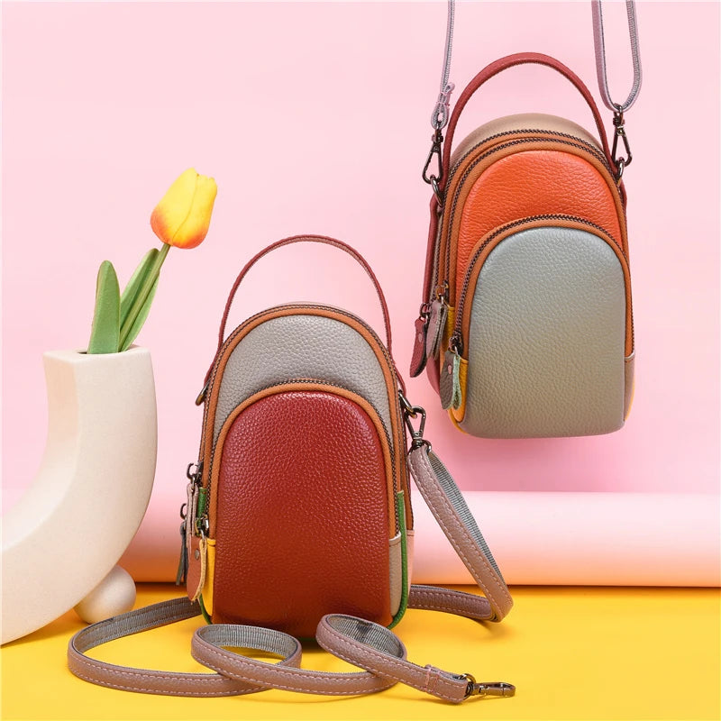 Women Leather Shoulder Bag Mini Mobile Phone Wallet