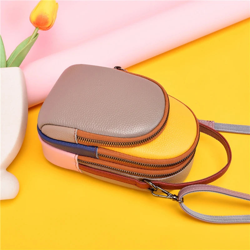 Women Leather Shoulder Bag Mini Mobile Phone Wallet