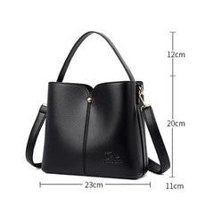 Soft Leather Bucket Tote Bag for Women