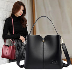 Soft Leather Bucket Tote Bag for Women