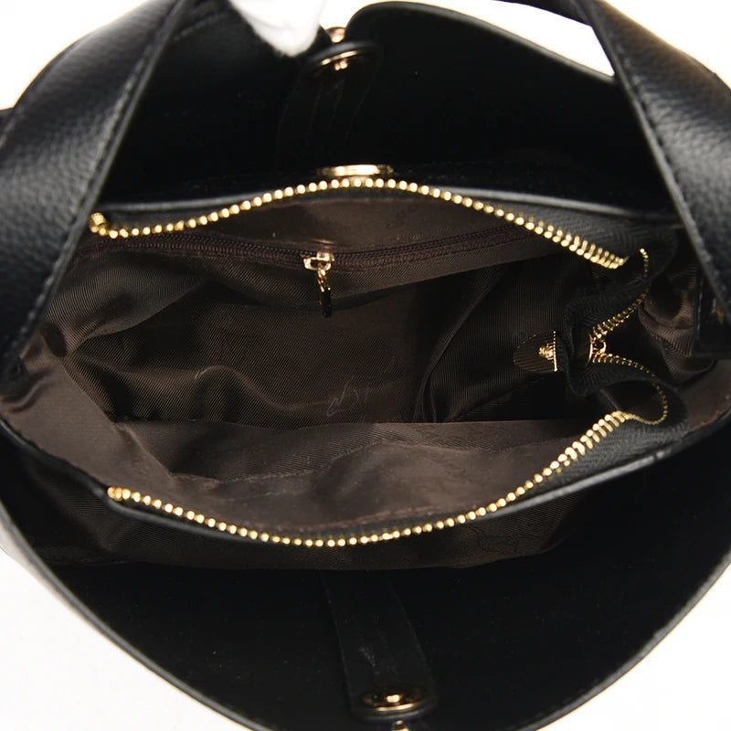 Soft Leather Bucket Tote Bag for Women