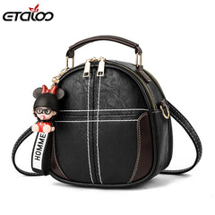 Leather Women Shoulder Bag Small Crossbody Handbag Casual Square Style