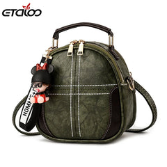 Leather Women Shoulder Bag Small Crossbody Handbag Casual Square Style