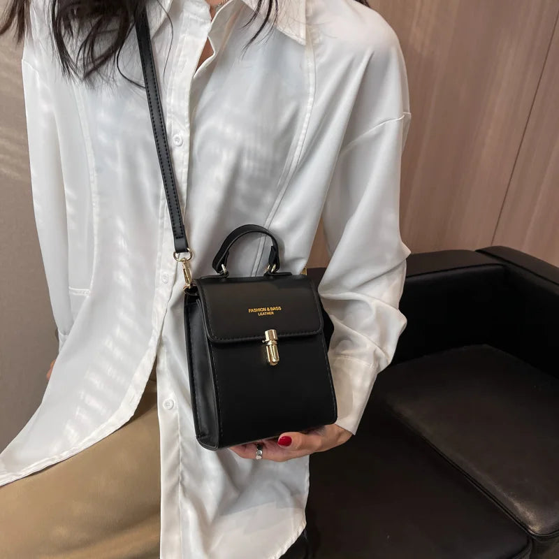 Square Leather Shoulder Bag Crossbody Clutch Casual Messenger