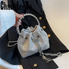 Diamond Drawstring Evening Vintage Shoulder Bag For Women