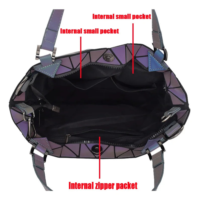 Luminous Geometric Bucket Bag Set with Shoulder Bag